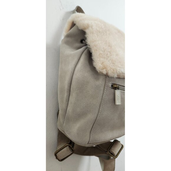 Women's UGG AUSTRALIA beige Suede Shearling Mini Backpack - Picture 6 of 14